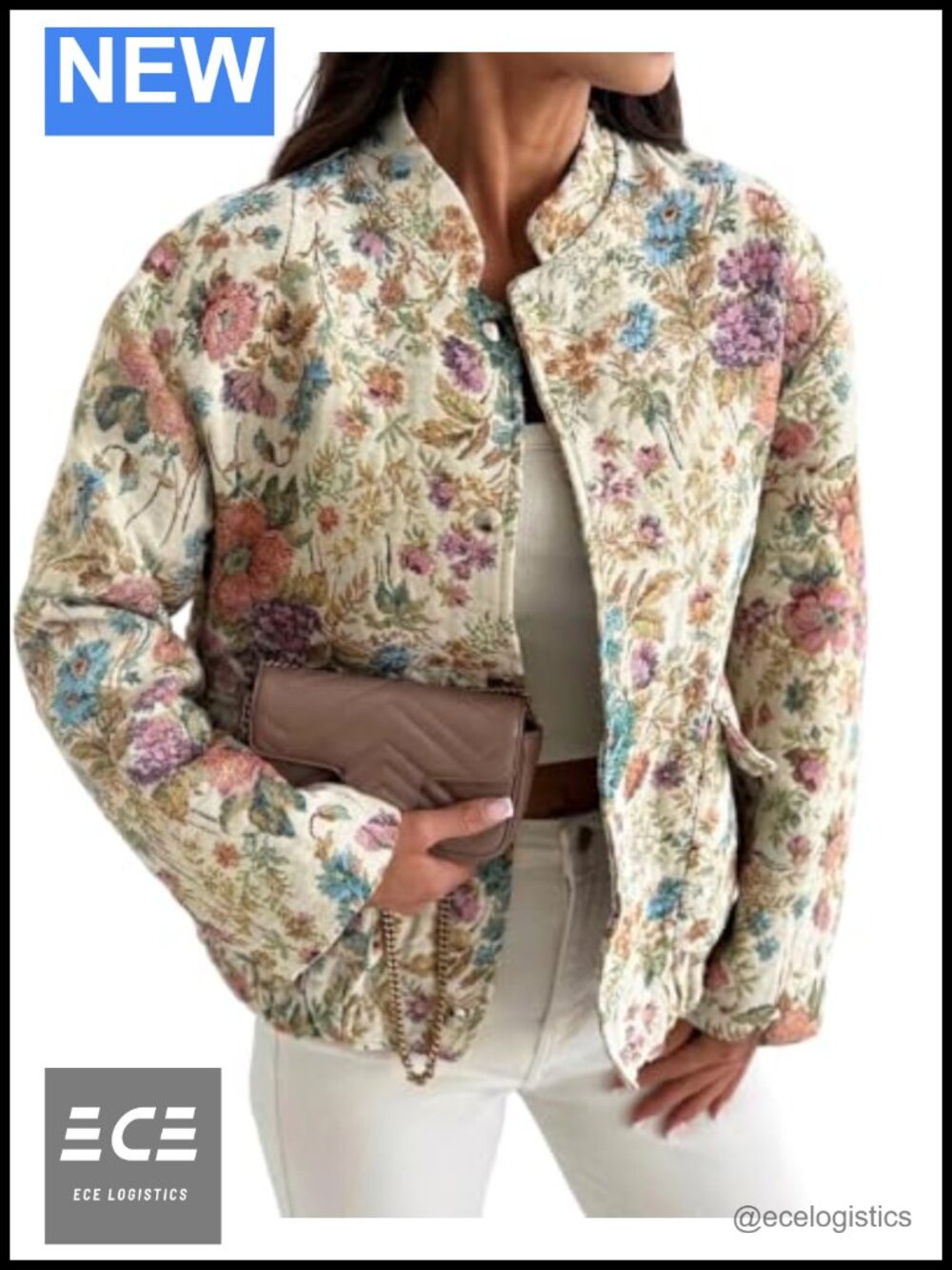 CHICME Women's Bomber Jacket Vintage Floral Jacquard Elegant Coat 2026